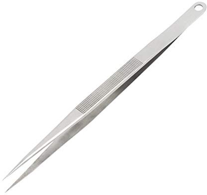 Pince à épiler de précision en acier inoxydable avec pointe fine et pointe 17,8 cm