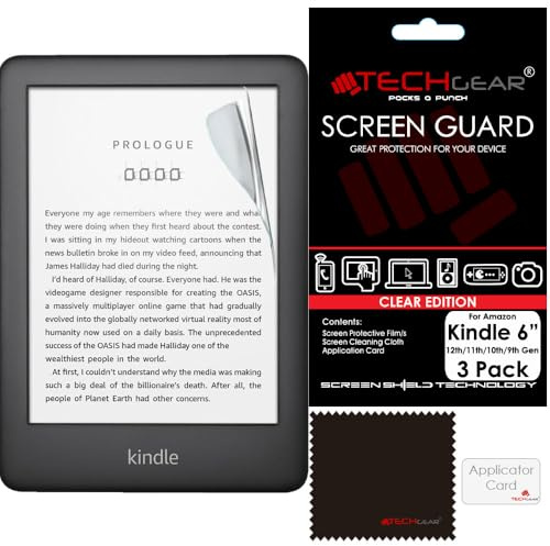 TECHGEAR [3 Pack Screen Protectors Compatible with Amazon Kindle eReader 12th / 11th / 10th / 9th Generation 6 Display, CLEAR LCD Screen Protectors Cover Guards (2024-2019)