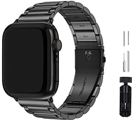 GerbGorb Cinturino Compatibile per Apple Watch 440mm/41mm, Cinturini in Acciaio Inossidabile per iWatch Serie 7 6 5 4 3 2 1, Apple Watch SE, Watch Band per iWatch, 40mm Nero+ Hardware Nero