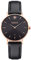 Kistanio Damenuhr Petit Rose Edelstahl Saphirglas mit schwarzem Lederband RG-BLKS-L-BLK
