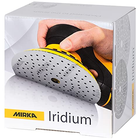 Mirka Iridium Premium-Schleifpapier Ø 125mm Klett 89-Loch, Korn 120, 100 Stk/Zum Schleifen von Lack, Spachtel, Grundierung, Holz, Stahl, Mineralwerkstoffe, Kunststoff