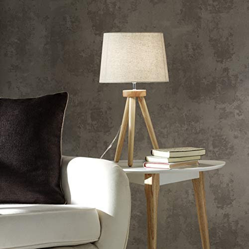 K LIVING Tripod Wooden Table Lamp with Beautiful Natural Wood and Natural L