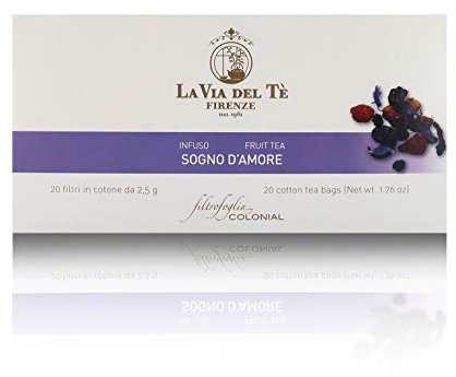 Infuso Sogno d'Amore, Carcadè alla Rosa Canina e Frutta, Astuccio con 20 Filtri da 2,5g - 50g