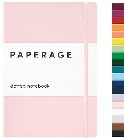 PAPERAGE Quaderno Punteggiato Taccuino proiettile, Copertina Rigida, Medio 5.7 X 8, Carta spessa da 100 gsm. Utilizzare per ufficio, casa, scuola o lavoro (Rosa Cipria, Puntinato)