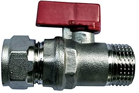 Kugelhahn mit Klemmring 16x1/2 AG für Verbundrohr PEX (Rot)