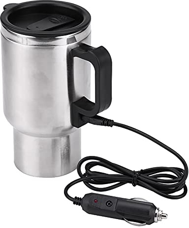 Car Heating Cup, 450ml Stainless Steel Electric in-car Travel Heating Cup Vehicle Heated Coffee Cup Mug Warmer for Heating Water Coffee and Tea by 12V Cigarette Lighter Plug