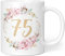 Geschenk Tasse Geburtstag 75 Frau - Geschenkideen zum 75 Geburtstag - Geburtstagsgeschenk für Frauen Blumen - 330ml