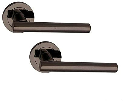 Infinity Decor Internal T-Bar Black Nickel Lever On Rose Door Handle Set 125mm - Ideal for Internal and External Doors