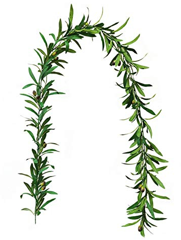 SLDHFE Guirlande de Feuilles d'olivier artificielles, 1,8 m, Guirlande de Feuilles d'olivier à Suspendre, Guirlande de Feuilles d'olivier en Soie avec Baies pour décoration Murale de Mariage