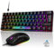 Wired Gaming Keyboard and Mouse Set, 60% Percent Light Up Mechanical Keyboard with Optical Clicky Blue Switch UK Layout+Ultra Lightweight 6400 DPI RGB Gaming Mouse+Mouse Mat for PC/Mac, Black