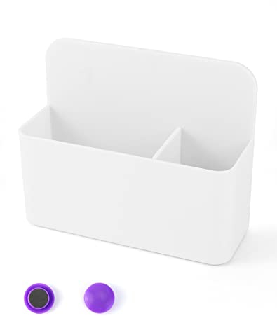 QWORK® Magnetisch Marker Halterung, Whiteboard Stiftehalter Magnetischer für Whiteboards/Kühlschrank/Schulschließfach/Büro (Weiß)