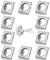 Sweet Led Einbaustrahler eckig 230V - inkl. GU10 Fassung Lochmaß Ø55mm Einbauspots für LED oder Halogen Leuchtmittel Edelstahl gebürstet Farbe – Rahmen 10 Set