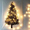 KuSONG Arazzo Babbo Natale albero con luce LED a forma di stella，di sfondo panno da appendere alla parete per festa di Natale, decorazione della stanza festival (Medium)