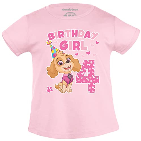 PAW PATROL - Skye Birthday Girl 4 Jahre Geburtstag Mädchen T-Shirt 104 Rosa