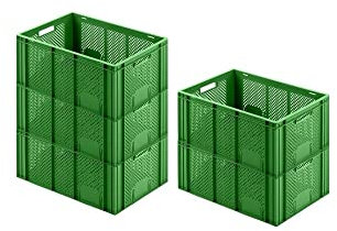 PROREGAL CHEFGASTRO SuperSparSet 5x Eurobehälter Obst- und Gemüsekasten | HxBxT 27,4x40x60cm | 54 Liter | Grün | Obst-Gemüsekiste, Obstkorb, Transportbox