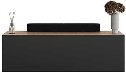 Planetmöbel West TV-Schrank, Fernsehtisch 100 cm lang, TV-Board hängend oder stehend, Fernsehschrank für Wohnzimmer, TV Möbel 37,8 x 100 x 30 cm, Gold Eiche anthrazit
