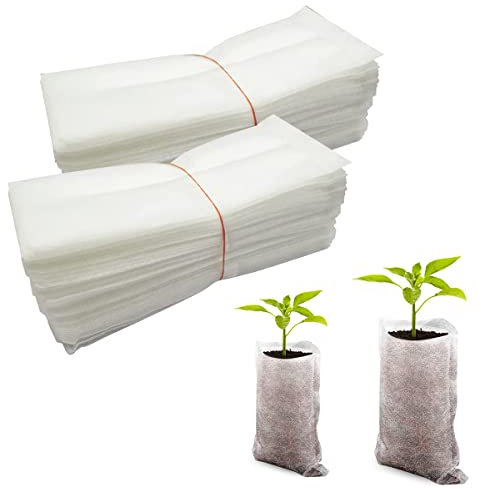 Moxamo Pflanzbeutel 100pcs,Biologisch Abbaubare Pflanzen Aufzucht Pflanzsack Pflanzentaschen biologisch abbaubar, aus Vliesstoff, Pflanzentaschen, langlebig, für Pflanzen, Blumen, Gärten (20x22cm)