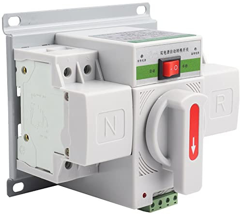 Pwshymi Commutateur de Transfert Automatique 63A 2P, Commutation de Disjoncteur de Puissance électronique Double pour Maison et Lieux Publics