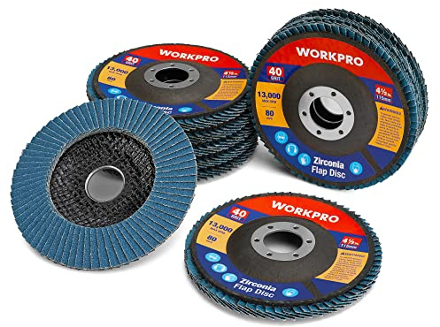 WORKPRO 10-Pack Zirconia Flap Discs, 4-1/2 x 7/8, T29, 40 Grit