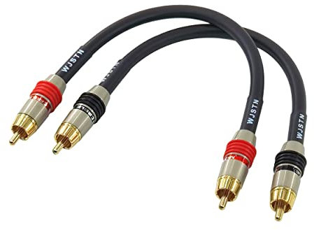 WJSTN 6in Black 2Pack RCA to RCA Audio Cable, Digital Coaxial, Male-to-Male, 12AWG, Ideal for Subwoofers, Stereo Receivers, Sound Systems