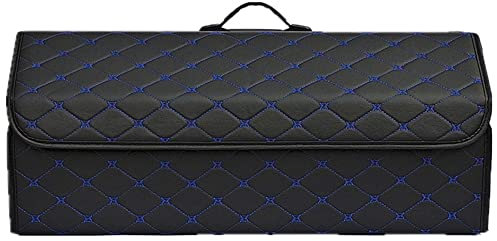 WangSiwe Car Collapsible Trunk Boot Tidy Storage Organiser Box for Mercedes Benz AMG GT CLK CLS GLC GLA GLE GLK GLS GL SLK PU Leather Waterproof Multifunctional With Lid Foldable Organize,BlackBlue-L