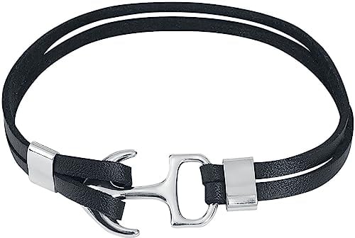 RED by EMP Unisex schwarzes Kunstlederarmband mit Anker-Verschluss Standard