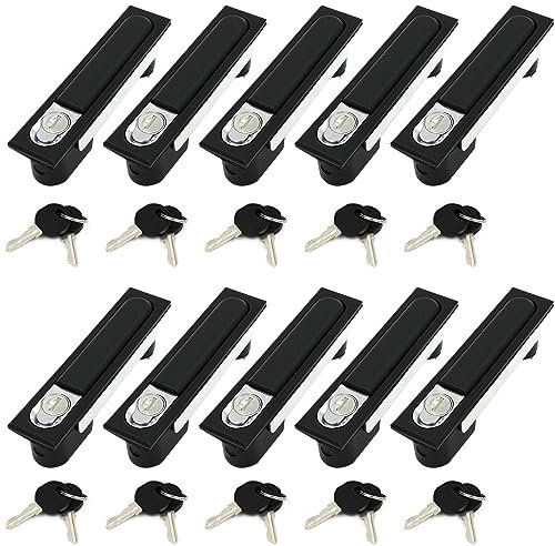 Serratura a pannello per armadio elettrico, quadrata, in lega di zinco, per armadietti, attrezzature industriali, armadietti da esterni, con maniglia a scatto a scatto, MS818 (10 pezzi)