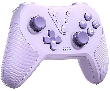 Mandos Switch, EasySMX T37 Mando para Switch con Turbo, Vibración para Switch/Lite/OLED, Windows XP/10/7/8/8.1, Púrpura