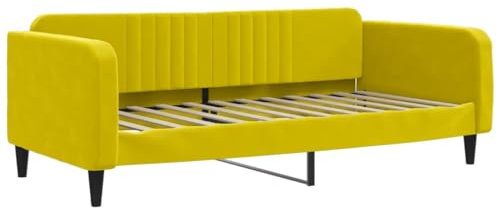 vidaXL Tagesbett, Gästebett 2-in-1, Sofabett Schlafsofa für Schlafzimmer Wohnzimmer, Bettsofa Sofa, Modernes Design, Gelb 100x200cm Samt