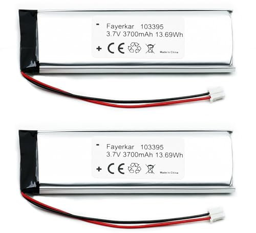 Fayerkar 2X 3.7 V 3700 mAh Lipo Battery 103395 Rechargeable Li-Polymer Battery with JST Plug. Before purchasing, make sure the polarity of the device matches the battery