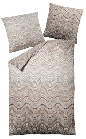 Dormisette Edel Biber Bettwäsche 135x200 Wellen braun türkis 2814-031