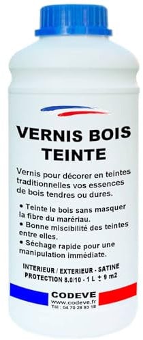 Vernis Teinte Bois - Codeve Bois/Pin Orégon - 1 - Intérieur/extérieur - Pour La Décoration D'un Bardage, Persienne, Volet, Huisserie Ou Fenêtre.