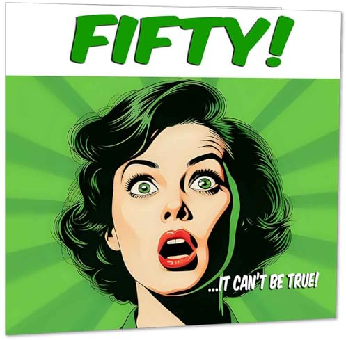 Lustige Geburtstagskarte zum 50. Geburtstag für Frauen – Comic-Stil – Damen-Geburtstagskarte für Freundin, Mutter, Nichte, 50 Jahre alt, fünfzig, ihre Tante weiblich