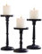 TIED RIBBONS Matte Black Pillar Candle Holder Set of 3 Retro Metal Candle Holders for Pillar, Table Centerpiece, Wedding Decorations