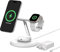 Belkin 3-in-1 Wireless Charging Stand with Magnetic MagSafe Compatible Qi2 15W, Fast Charging iPhone Charger for iPhone 16, 15, 14, and 13 Series, AirPods, Apple Watch, & More (PSU included) - White