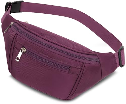 Bauchtasche Gürteltasche Hüfttasche Sport für Damen Herren Wasserdicht Bauchtasche Doggy Bag Outdoor Groß Handytasche Umhängetasche Camping Wandern Fitness Fahrrad Running (Lila)