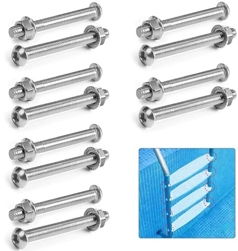 moonoom Pool Ladder Bolts and Nuts- Stainless Steel Replacement Kit- 6 Packs for Above Ground Pools