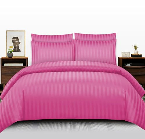 Pamposh Satin Stripe Single Duvet Cover Set - Premium Hotel Quality Quilt Cover Bedding Sets - Hypoallergenic Ultra Soft Microfiber Bed Linen