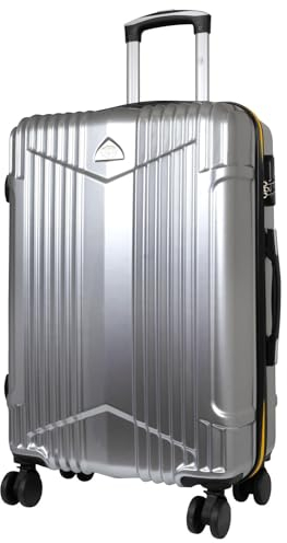 Warenhandel König Hartschalen Koffer Trolley Haimar farbig abgesetzter Reißverschluss - Farbe Silber - Gr. L