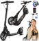GHBXJX LED 200mm Big Wheel Scooter, Klappbar Cityroller mit Handbremse, Tretroller Kinder ab 8 Jahre Mädchen Jungen Teenager, Kinder Scooter Cityroller, Erwachsenenroller für bis zu 130kg,Schwarz