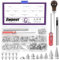 Swpeet 179 Sets 8 Sizes Silver Cone Spikes with Scratch Awl Screwdriver Punch Assortment Kit, Punk Spikes and Studs Metal Tree Spikes Bullet Spikes Screwback Studs for Punk Clothing Craft DIY