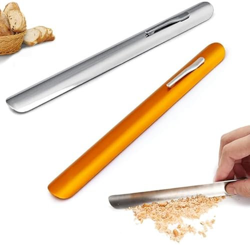 Yuiturt 2 Pièces Ramasse Miettes en Aluminium Courbé 150 mm Ramasse Miettes de Table pour Restaurants pour Nettoyage Facile des Tables et Nappes, Argent et Or