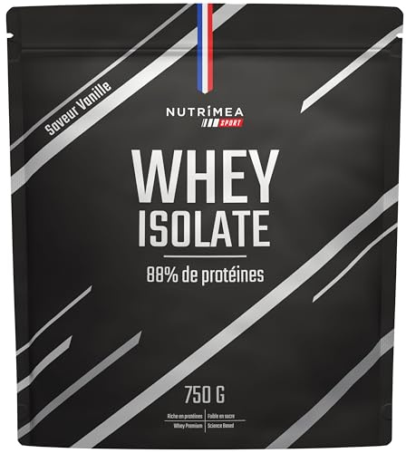 Whey Isolate | 88% de Protéines | Performance & Récupération Optimales | Faible en Sucre | Whey Protein Isolate 100% Pure | Saveur Vanille Crémeuse | 750 g | Nutrimea | Expertise Française