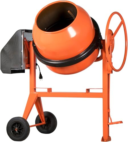 SIRL PRO175TD Profi Betonmischer 230V Mischmaschine Beton Mörtel Zementmischer (160 Liter Trommelvolumen, 950 Watt Motorleistung, Zahnkranz aus Gusseisen, Zahnkranzschutz, IP45, Fußbremse) orange