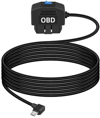 GELRHONR OBD-Stromkabel für Dashcam, Auto OBD zu Angle Micro OBD Power Cable-, Adapter mit Schalttaste OBD2 Dashcam Hardwire Kit, 24 Stunden Überwachung, 2 Modi, 12-24V bis 5V/3A, 11,5ft