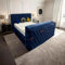 ark future Vero Plush TV Bed Frame – Modern & Comfortable Upholstered Bed with Integrated TV Lift Mechanism, Stylish Storage for Bedroom Entertainment (Blue, 4FT6 Double)