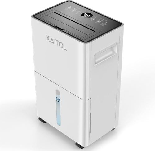 KAITOL Luftentfeuchter 10L/D, 1.5L Wassertank, Elektrischer Luftentfeuchter mit Touchscreen, verfügt die Funktionen Entfeuchten/Trocknen/Wasser voll-Erinnerung/Schlafmodus/Auftauen/Luftre