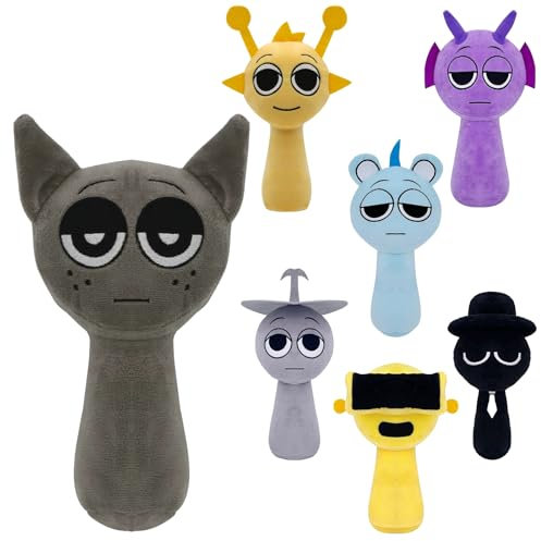 DHINCHANSAIB Sprunki Plush Plüschtier Sprunky Wenda und Grau, 10 Zoll, weiches und lustiges Plüschspielzeug für Geburtstage von Fans und Freunden (Dark Gray)
