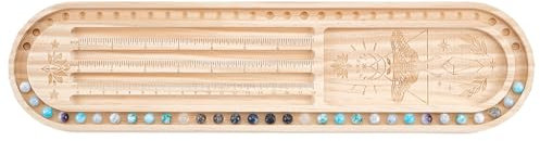 BENECREAT Wood Bead Design Board, Oval Rectangle Bracelet Board with Luna Moth Mala Pattern Tray for Art Crafts Jewelry Making Beading Supplies, 40x10cm