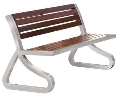 Lizhuzhuzs28 Parkbank Gartenbank aus Holz mit Rückenlehne, mit Metallrahmen aus Edelstahl, geeignet for die Terrasse im Innen- und Außenbereich Gartenbank